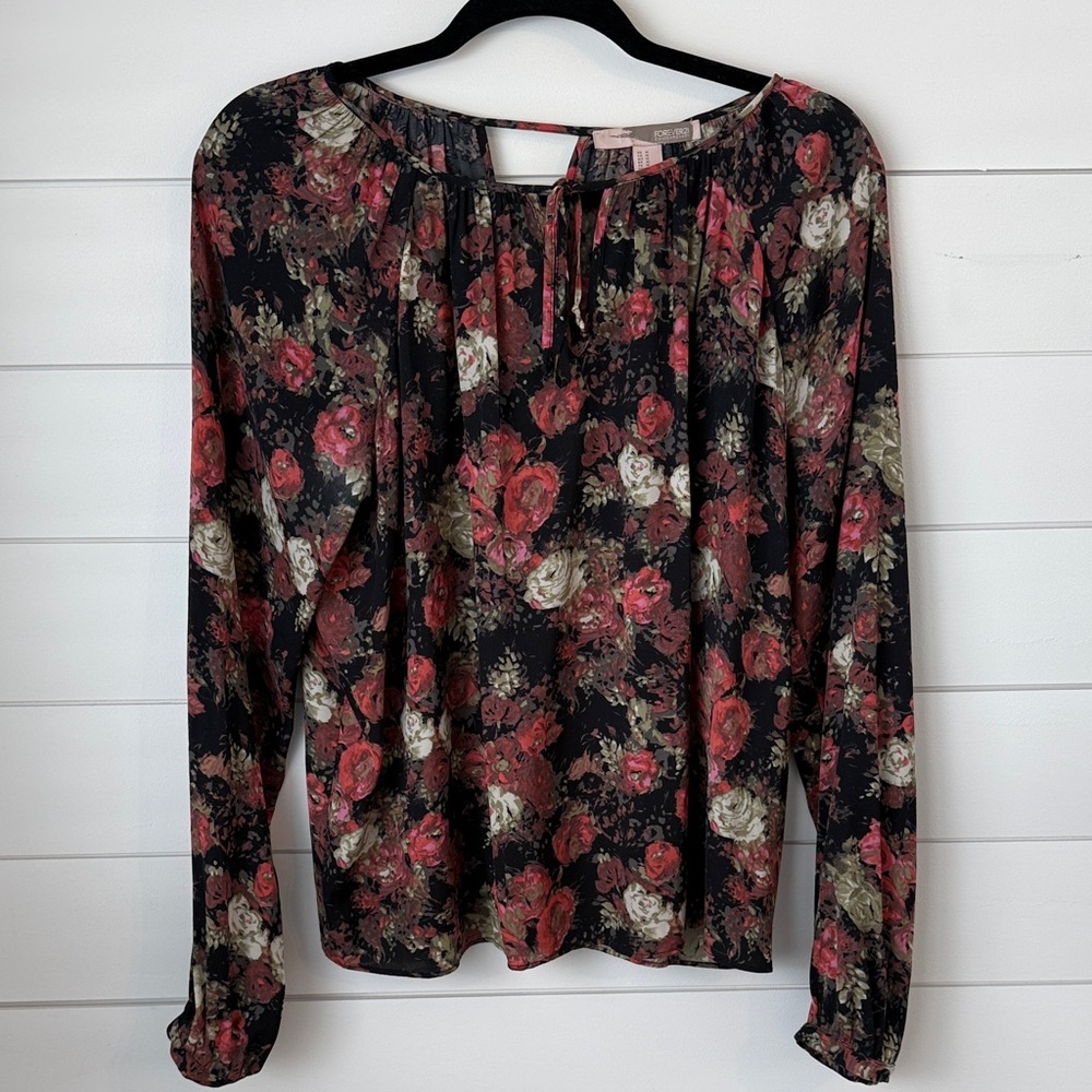 Forever 21 Black Floral Blouse